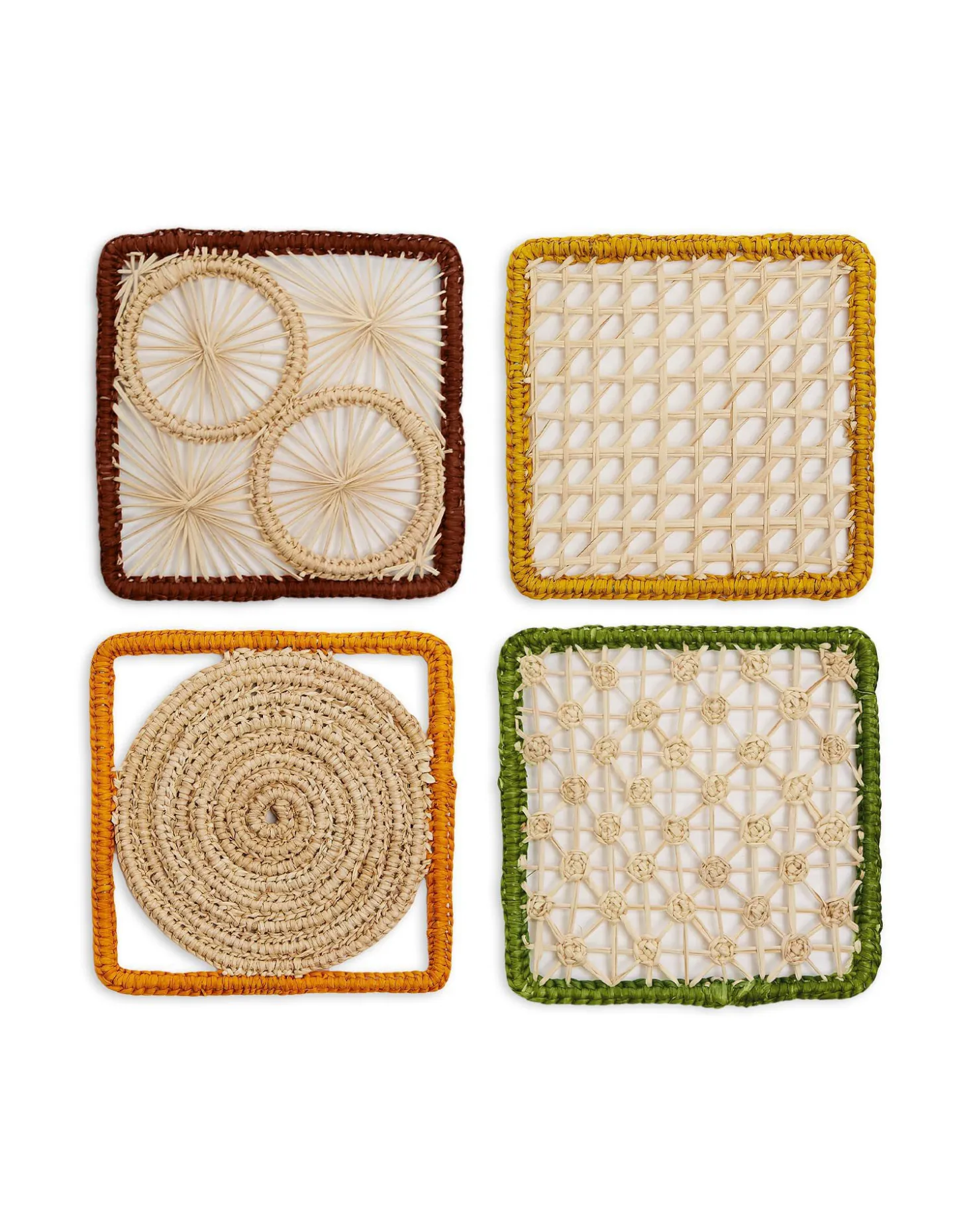 Raffia Coaster Set Of 4Mixed in Iraca