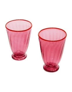 Rainbow Glass Set of 2Fuxia in Glass