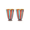 Rainbow Glasses Set Of 2 (Ridged)Red/Blue in Murano Glass