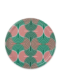 Round Printed TraySlinky Verde in Wood