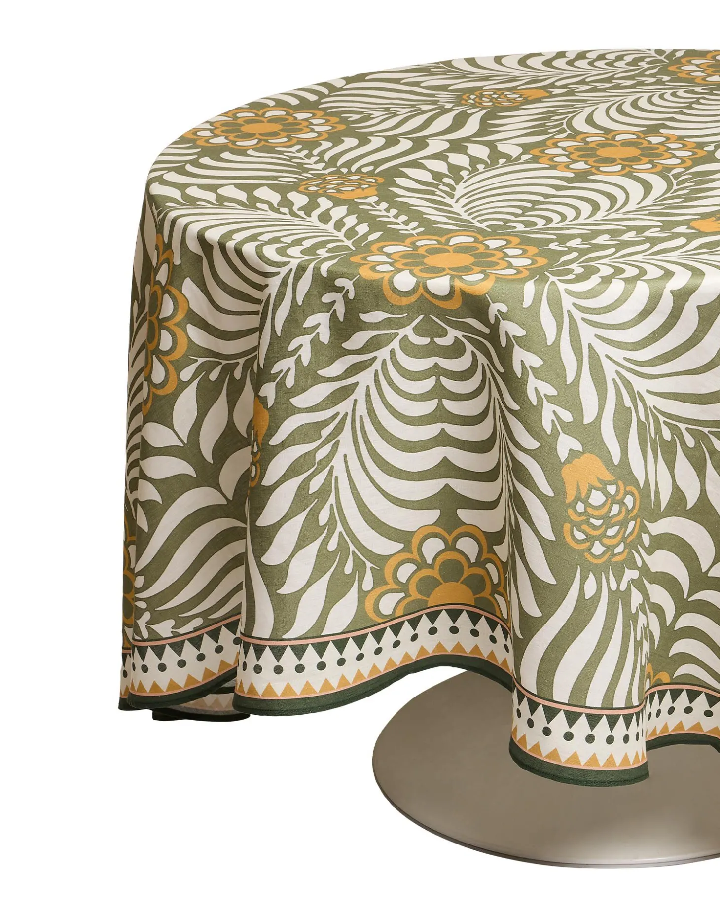 Round TableclothTudor Light Green in Linen