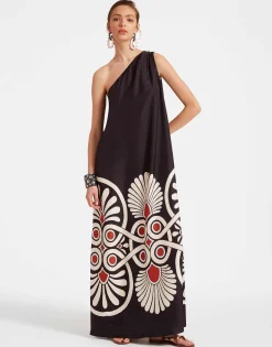 Roy DressMedallion Plac&eacute;e Black in Silk Twill