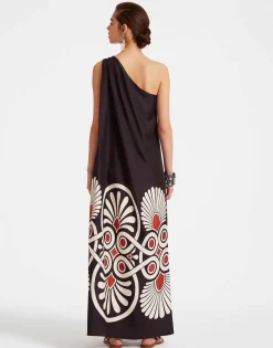 Roy DressMedallion Plac&eacute;e Black in Silk Twill