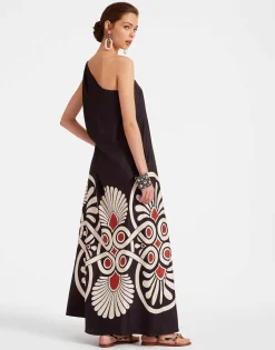 Roy DressMedallion Plac&eacute;e Black in Silk Twill