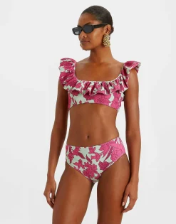 Ruffle Bikini TopLilium Purple in Piquet Lycra