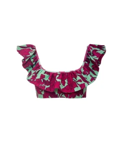 Ruffle Bikini TopLilium Purple in Piquet Lycra