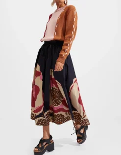 Sardegna SkirtPoppies Fuxia Plac&eacute;e in Popeline Cotton