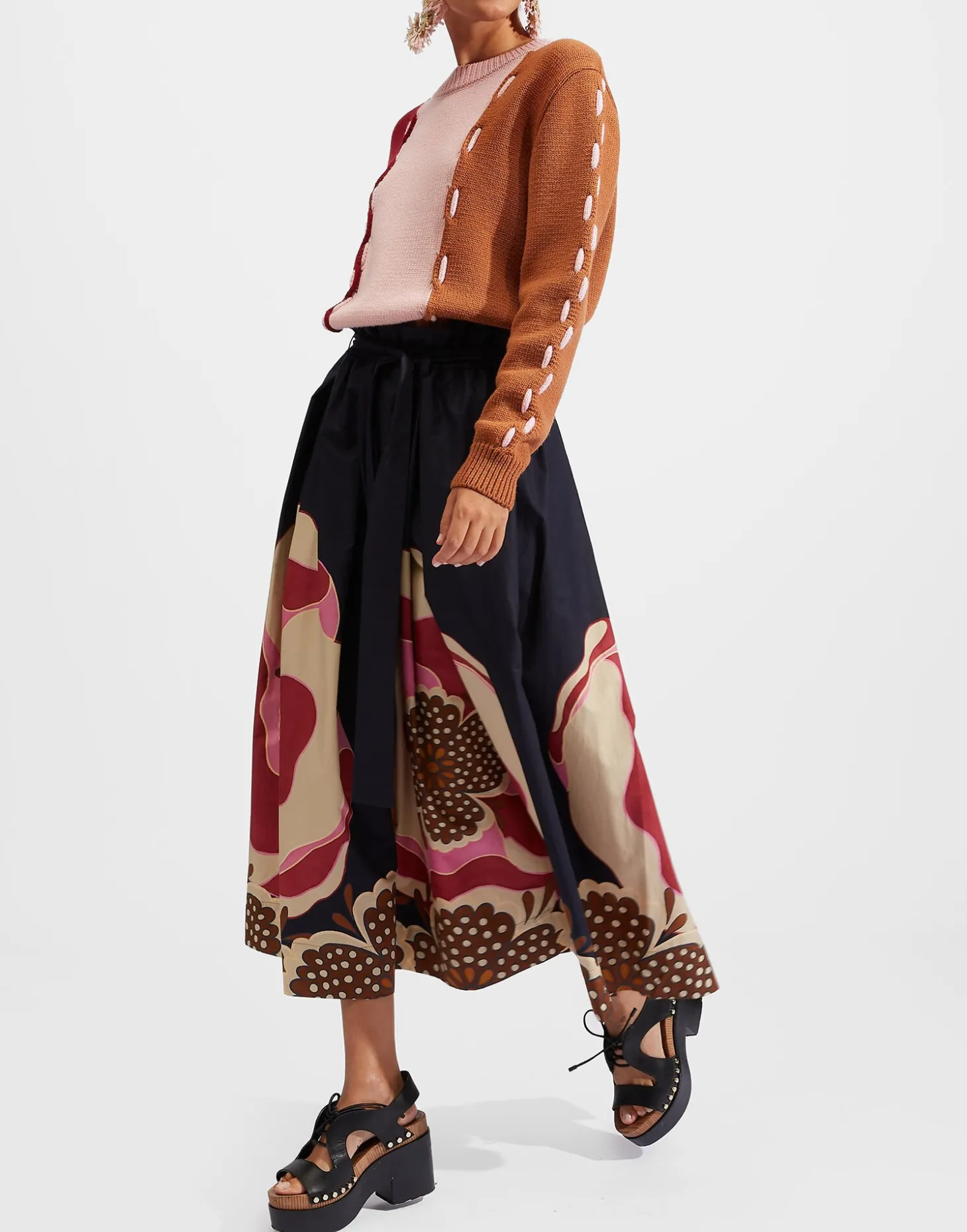 Sardegna SkirtPoppies Fuxia Placée in Popeline Cotton