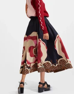 Sardegna SkirtPoppies Fuxia Placée in Popeline Cotton