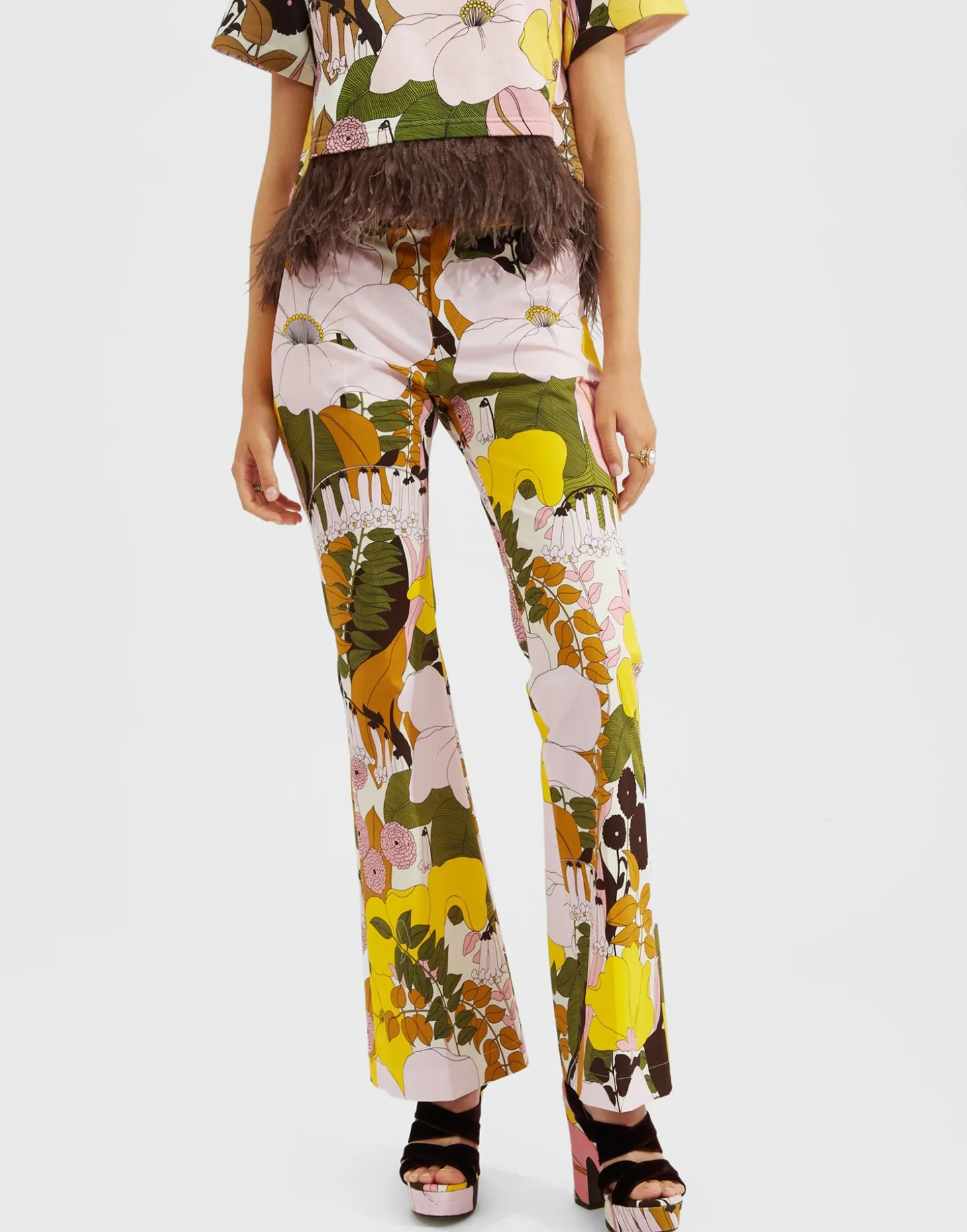 Saturday Night PantsBig Flower Rose in Heavy Cotton Stretch