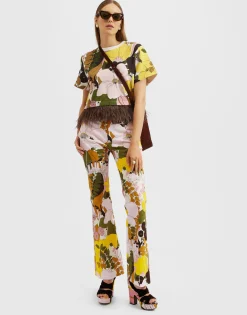 Saturday Night PantsBig Flower Rose in Heavy Cotton Stretch