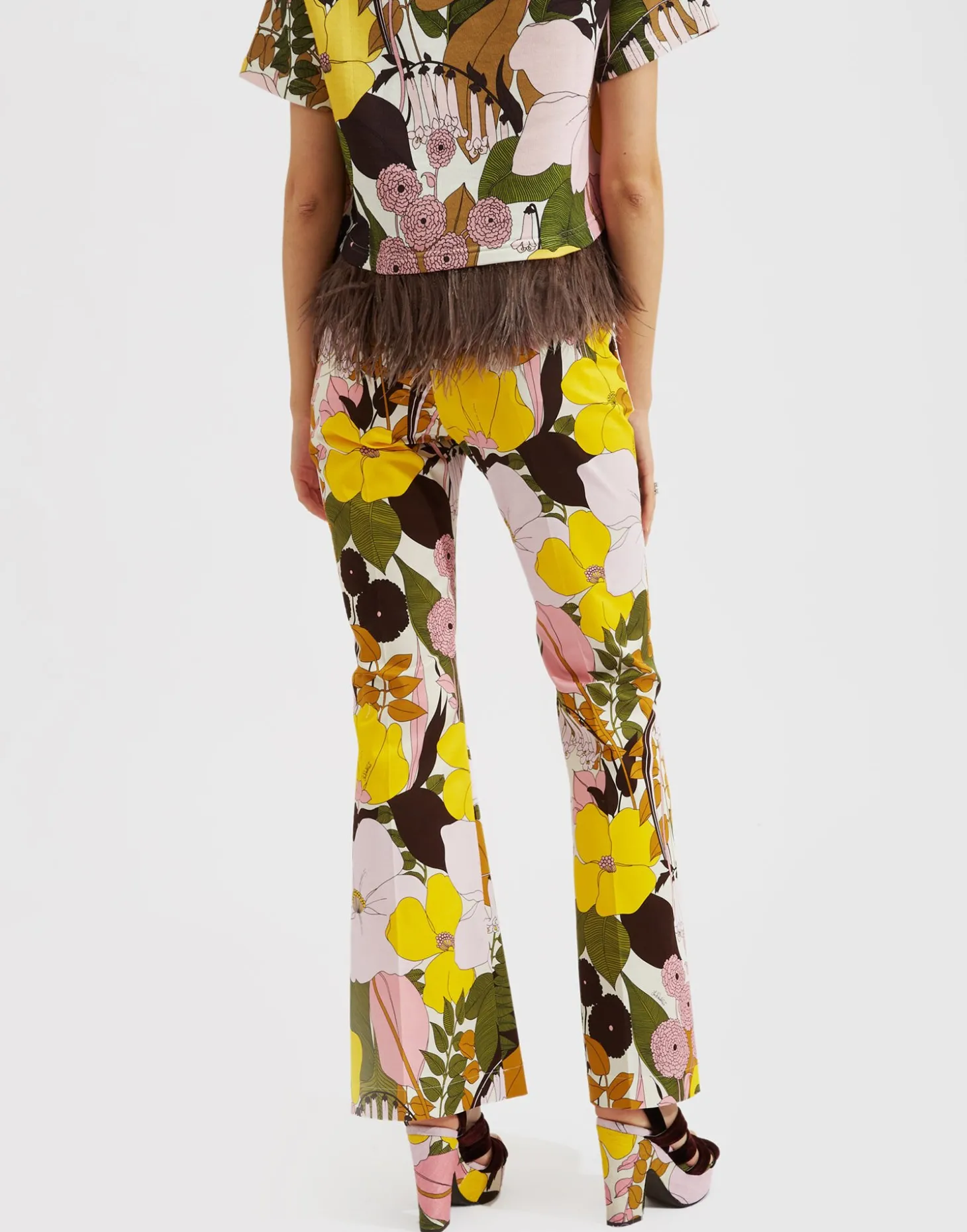 Saturday Night PantsBig Flower Rose in Heavy Cotton Stretch