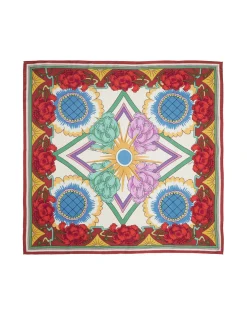 Scarf Double (90X90)Taormina Plac&eacute;e Ivory in Twill Silk