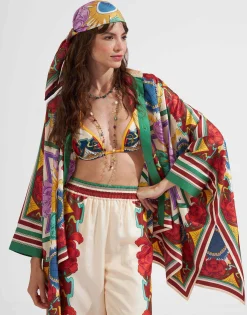 Scarf Double (90X90)Taormina Plac&eacute;e Ivory in Twill Silk