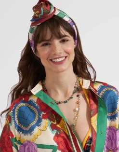 Scarf Double (90X90)Taormina Plac&eacute;e Ivory in Twill Silk