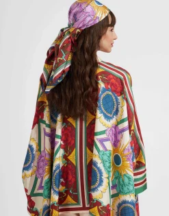 Scarf Double (90X90)Taormina Plac&eacute;e Ivory in Twill Silk