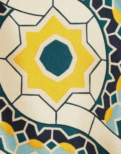 Short ShirtMudejar Plac&eacute;e Blue in Silk Twill