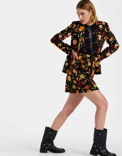 Short SkirtBotticelli Black in Cotton Velvet