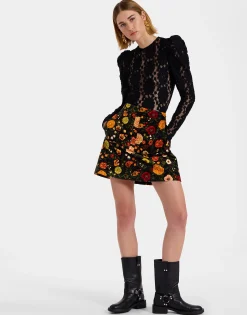 Short SkirtBotticelli Black in Cotton Velvet