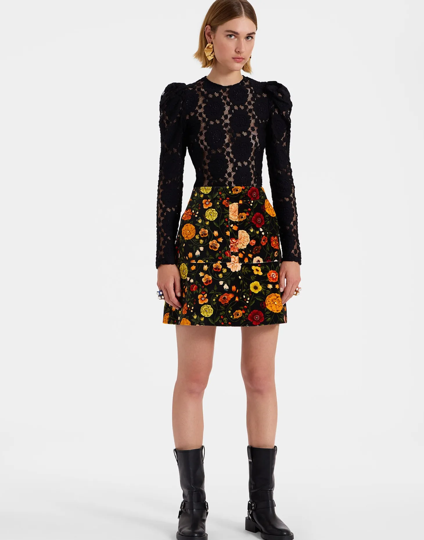 Short SkirtBotticelli Black in Cotton Velvet