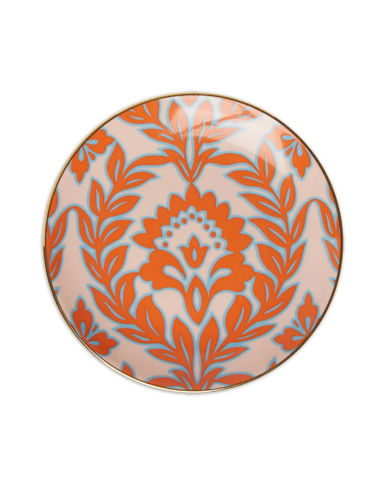 Side Plates Set Of 2Turquoise - Pink Garland in Porcelain