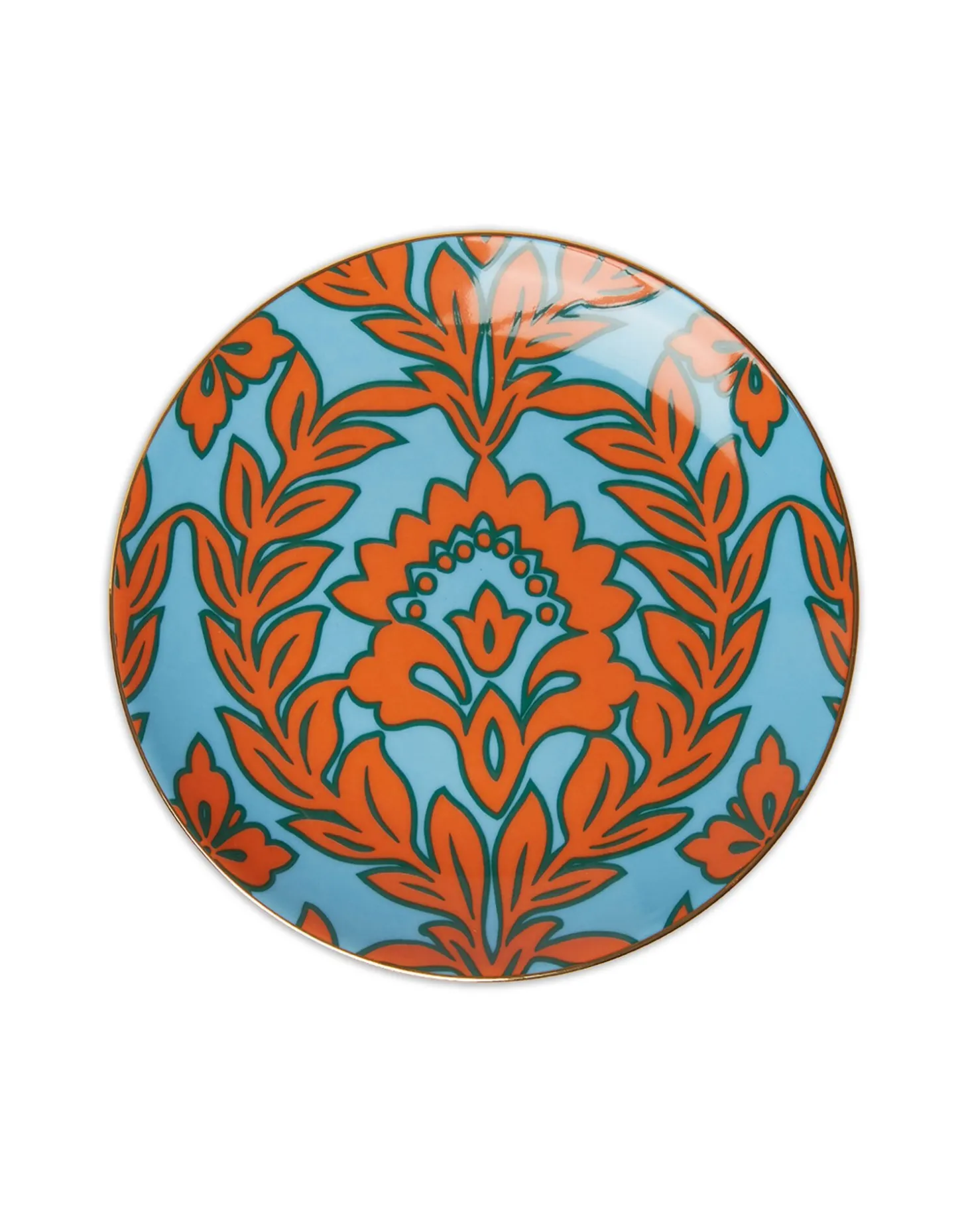 Side Plates Set Of 2Turquoise - Pink Garland in Porcelain