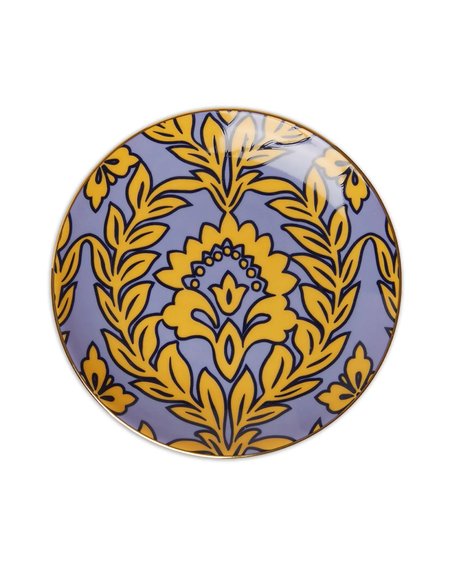 Side Plates Set Of 2Yellow - Violet Garland in Porcelain