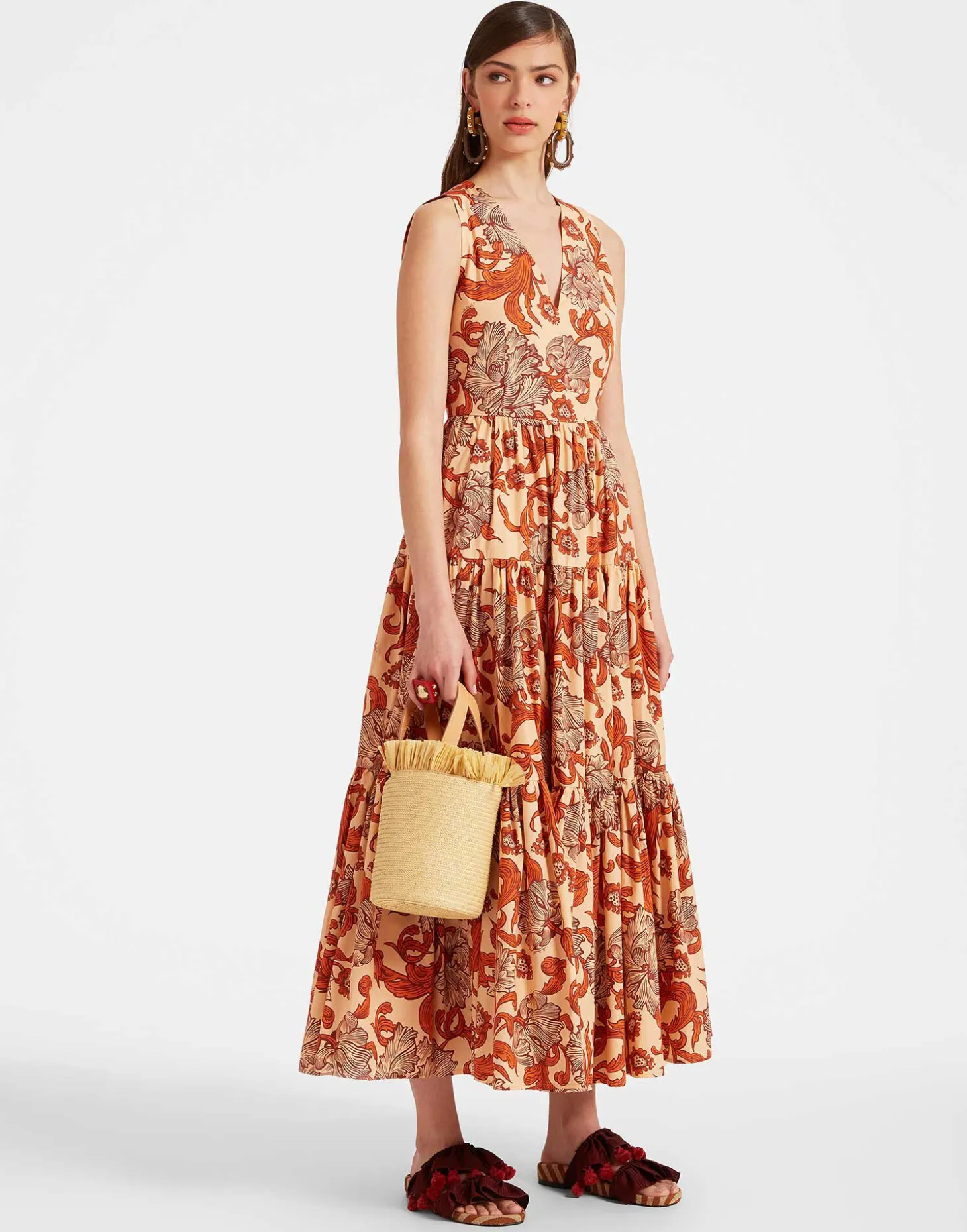 Sleeveless Big Dress V-NeckReef Pale Pink in Summer Poplin