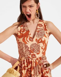 Sleeveless Big Dress V-NeckReef Pale Pink in Summer Poplin