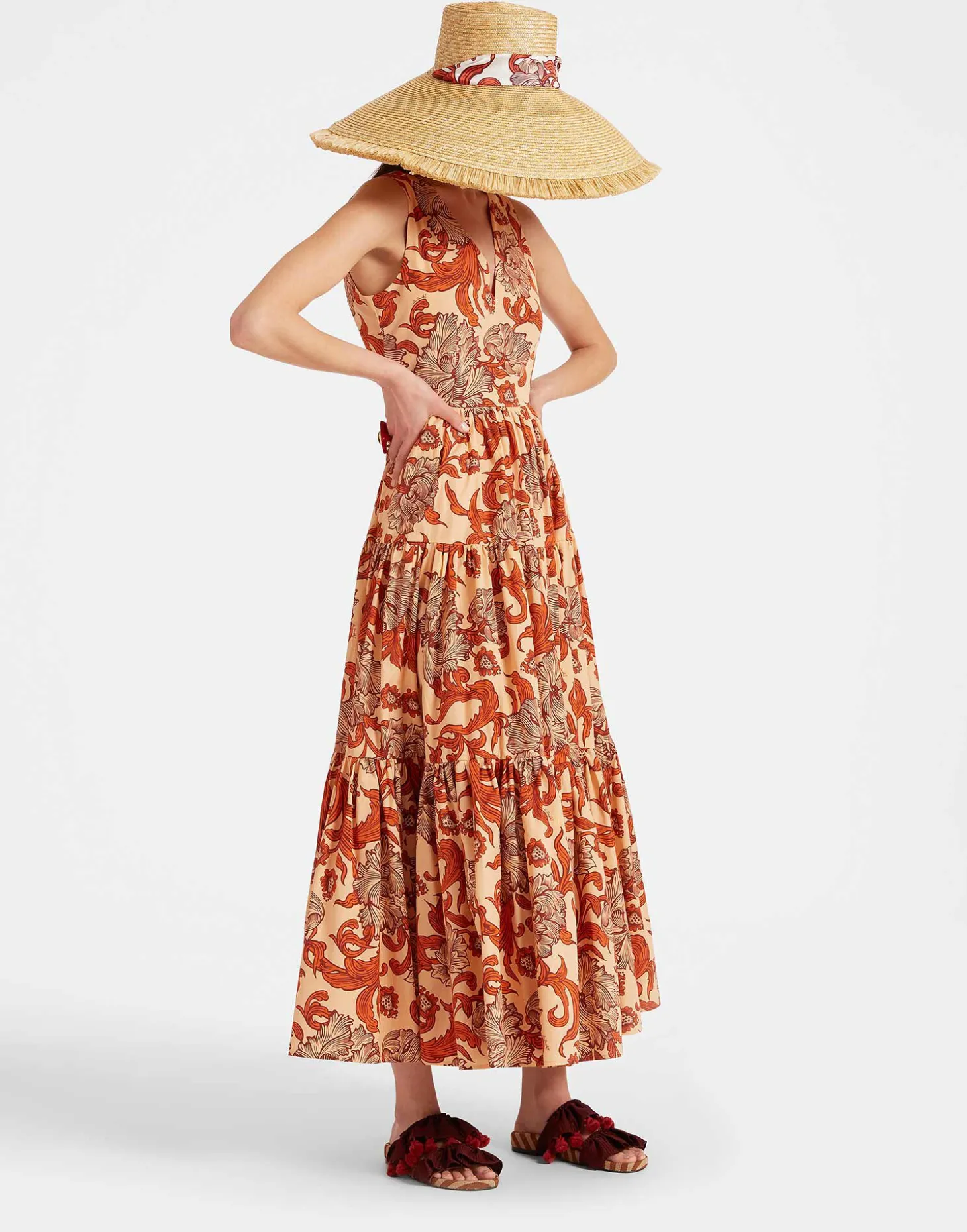 Sleeveless Big Dress V-NeckReef Pale Pink in Summer Poplin