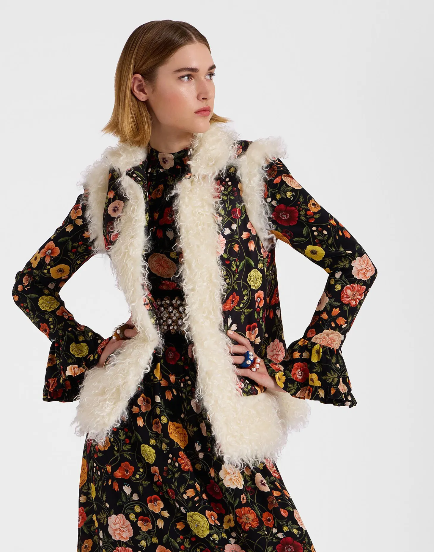 Sleeveless Folk JacketBotticelli Black in Compact Jersey