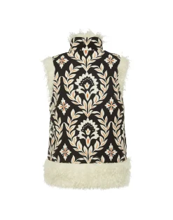 Sleeveless Folk JacketGhirlanda Black in Compact Jersey