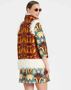 Sleeveless Folk JacketPapyrus Gold in Jacquard