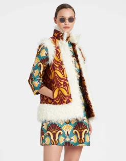 Sleeveless Folk JacketPapyrus Gold in Jacquard