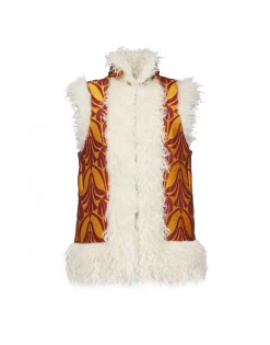 Sleeveless Folk JacketPapyrus Gold in Jacquard