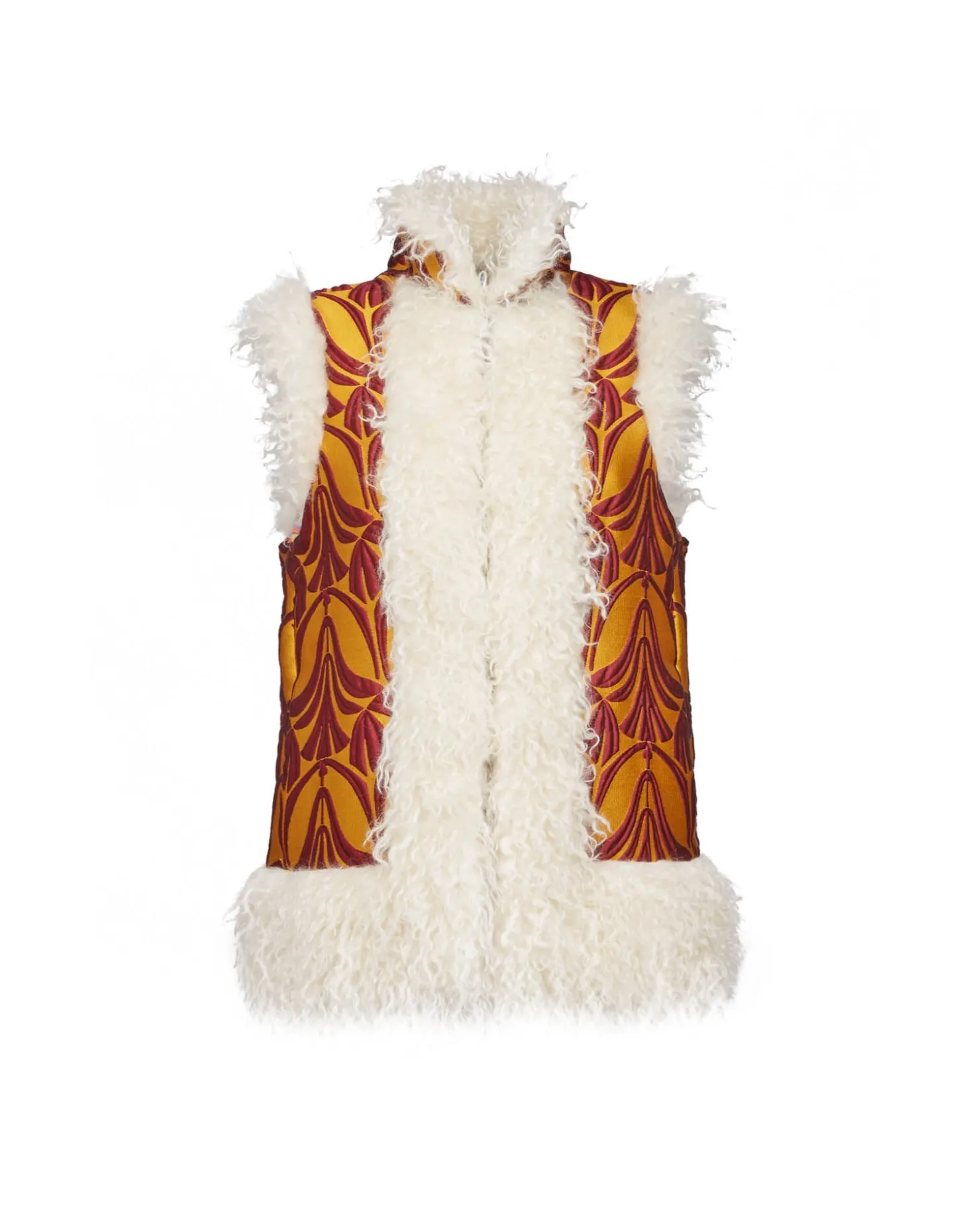 Sleeveless Folk JacketPapyrus Gold in Jacquard