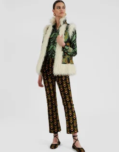 Sleeveless Folk JacketThe Nile Plac&eacute;e Black in Faille