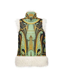 Sleeveless Folk JacketThe Nile Plac&eacute;e Black in Faille