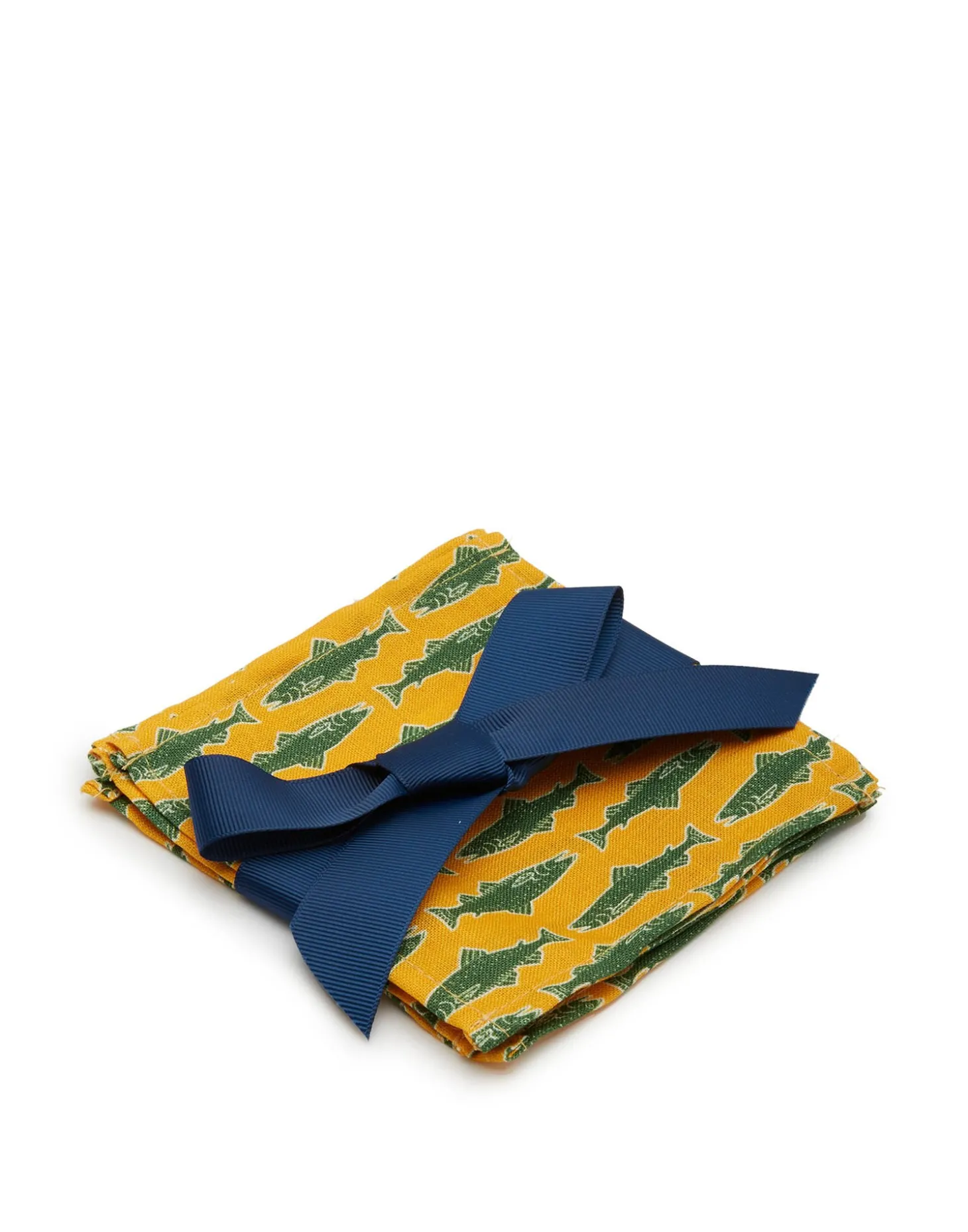 Small Napkins Set Of 4Como Fish Yellow Small in Linen