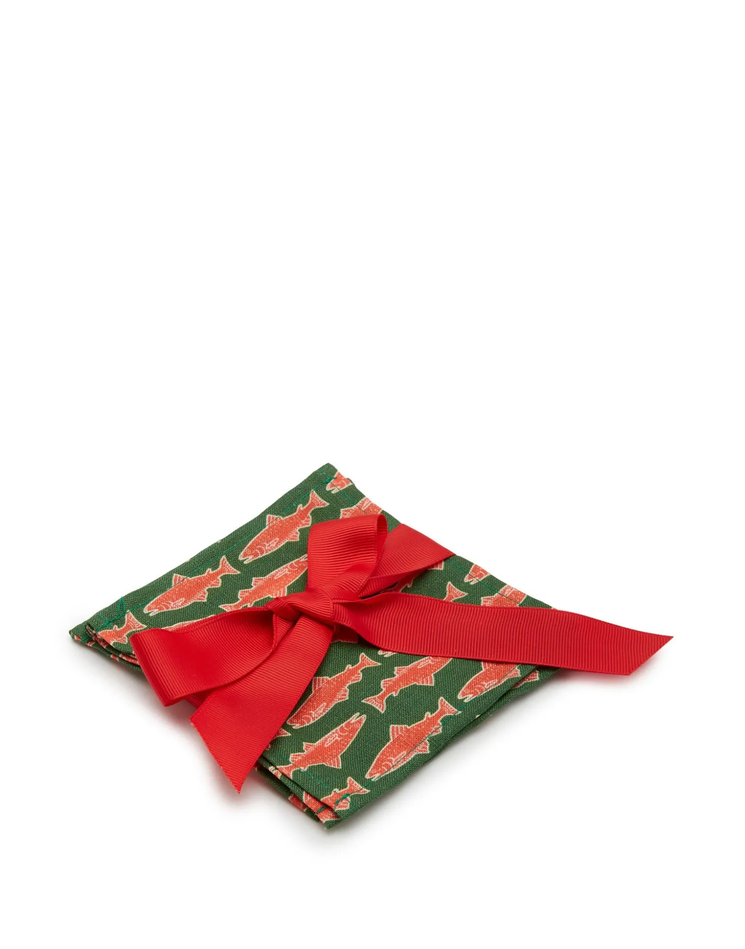 Small Napkins Set Of 4Como Fish Green Small in Linen