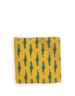 Small Napkins Set Of 4Como Fish Yellow Small in Linen