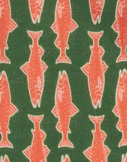 Small Napkins Set Of 4Como Fish Green Small in Linen