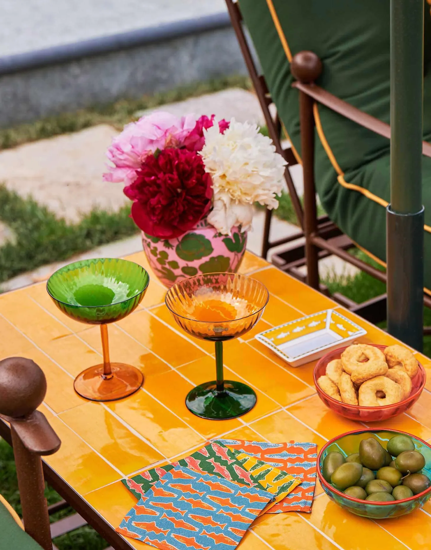 Small Napkins Set Of 4Como Fish Yellow Small in Linen