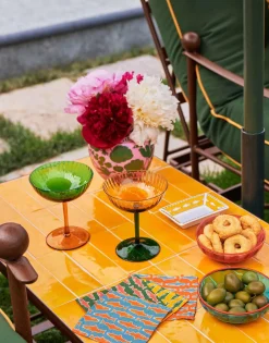 Small Napkins Set Of 4Como Fish Blue Small in Linen