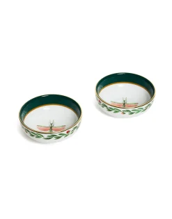 Snack Bowl Set Of 2Libellula Green in Porcelain