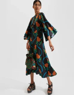 Sorella DressMelograno Nero in Silk Twill