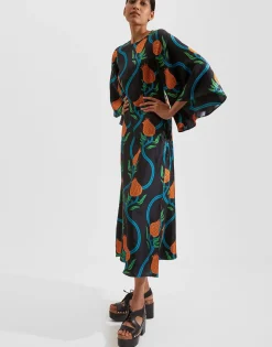 Sorella DressMelograno Nero in Silk Twill
