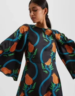 Sorella DressMelograno Nero in Silk Twill