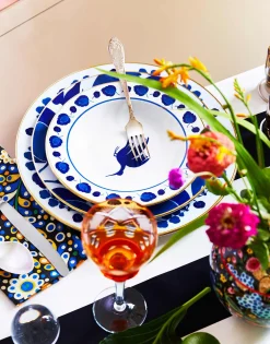 Soup Plates Set Of 2Wildbird Blue in Porcelain