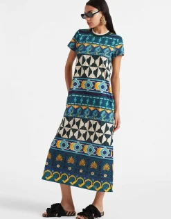 Sporty Swing DressCasareale Barré Placèe Emerald in Cotton Jersey